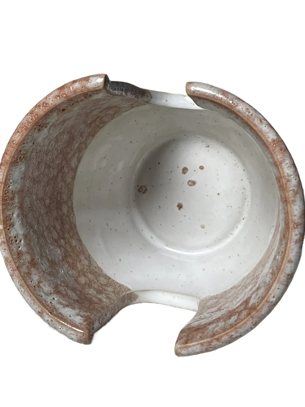 Rustic Slotted Stoneware Sponge Holder Two-Tone design w/Speckled Top